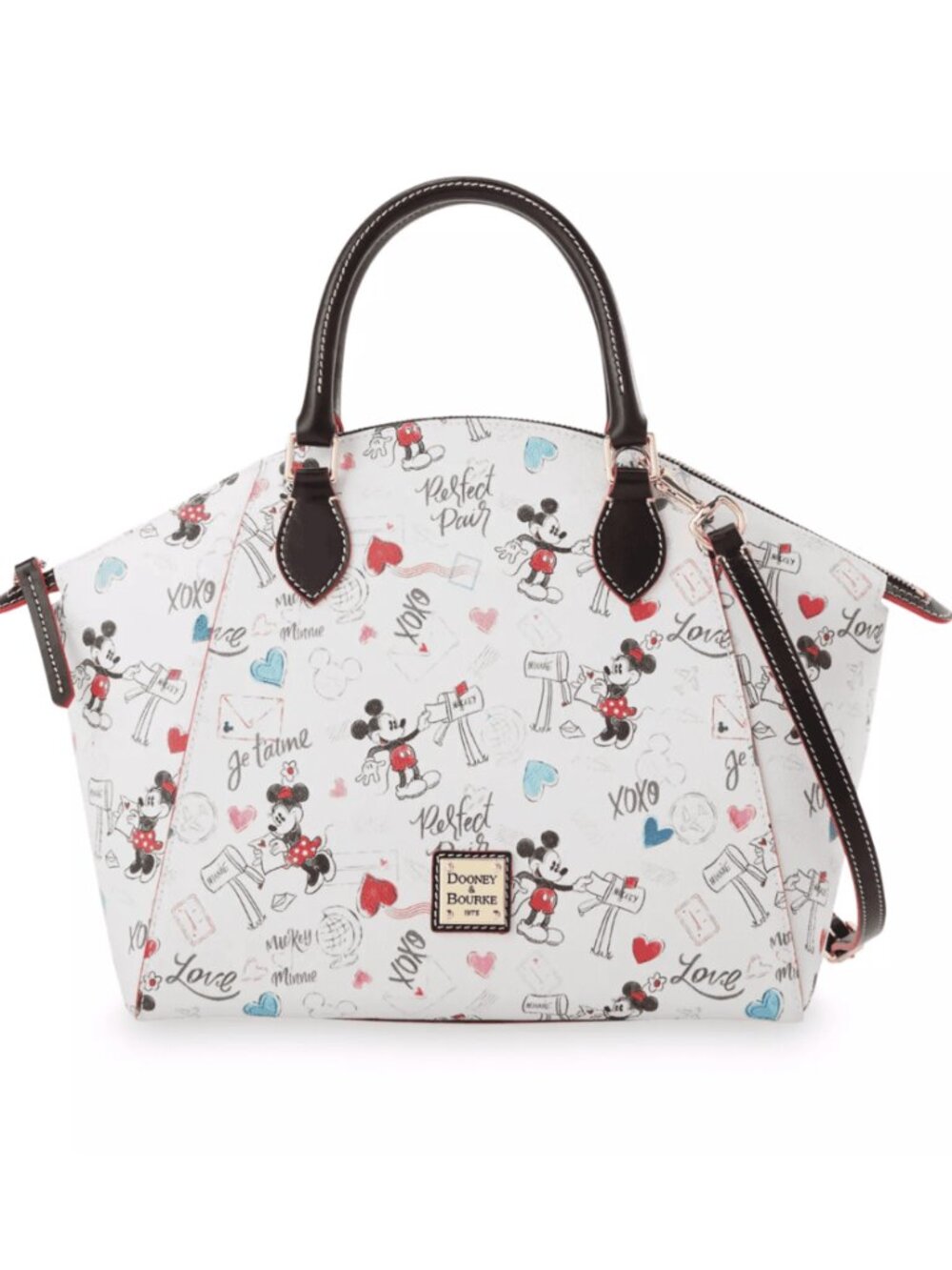 Disney Dooney & Bourke Mickey Minnie Sweethearts Satchel Bag White 2025 NWT